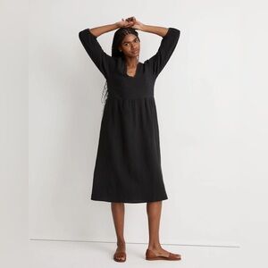 Madewell Estimated Size Medium Lightspun V-Neck Midi Dress Black Cotton